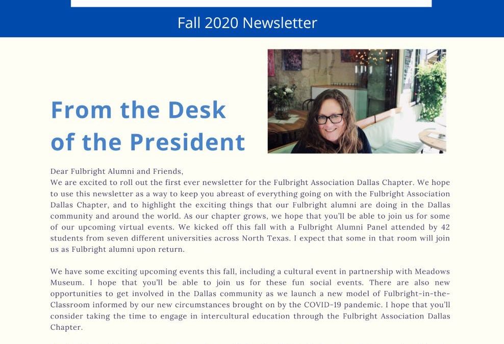 Fulbright Dallas Chapter Fall 2020 Newsletter
